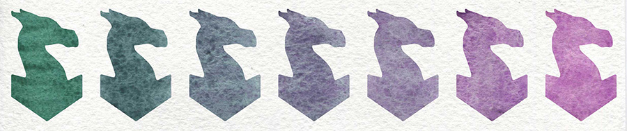 Viridian by M. Graham & Co. Artists and Cobalt Violet Light by Roman Szmal Aquarius watercolor paints mixing swatch